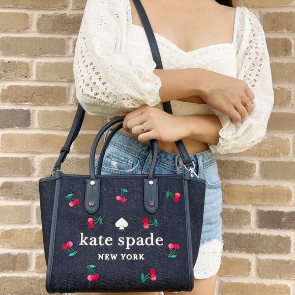Kate Spade Tote Crossbody Denim Blue Multi - Picture 1 of 4